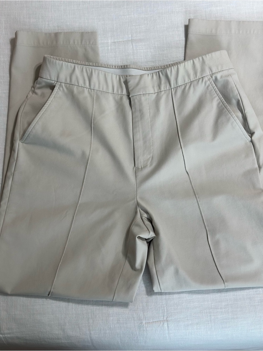Lands' End Flat-Front Pants in Light Taupe
